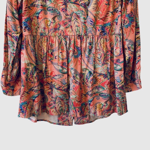 SOFT SURROUNDINGS PAISLEY LAIA LONG SLEEVE BUTTON UP SHIRT TUNIC - Picture 10 of 14